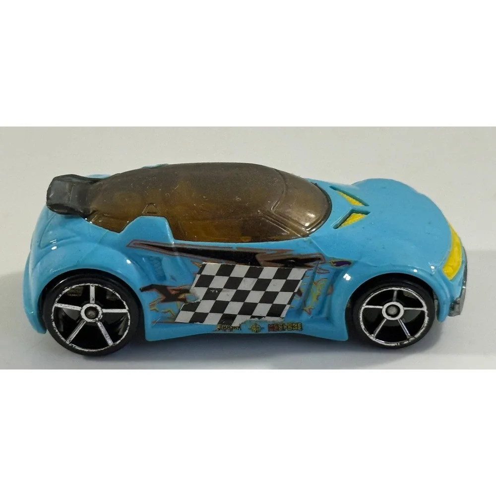 Hot Wheels High Voltage Toy Car Kids 1:64 Blue Checkered Flag Racing Decals